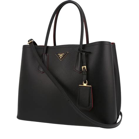 Prada Borsa Double mini nera in Saffiano .